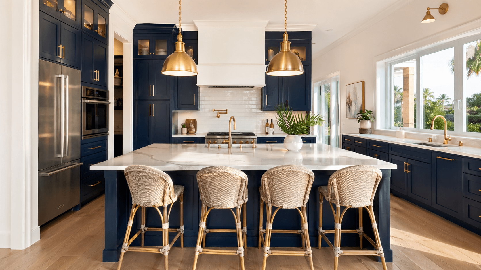 Modern remodeled kitchen with custom cabinetry and stone countertops